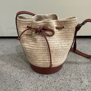 Sezane Mini Farrow Bucket Bag - Raffia Natural